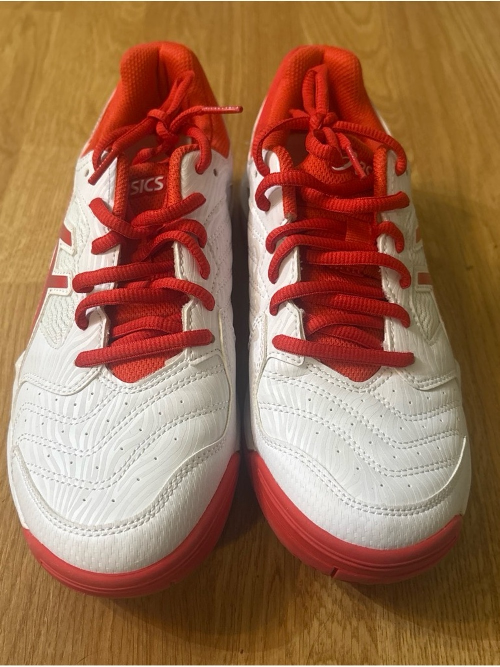 ASICS Kids White and Red Lace-Up Sneakers